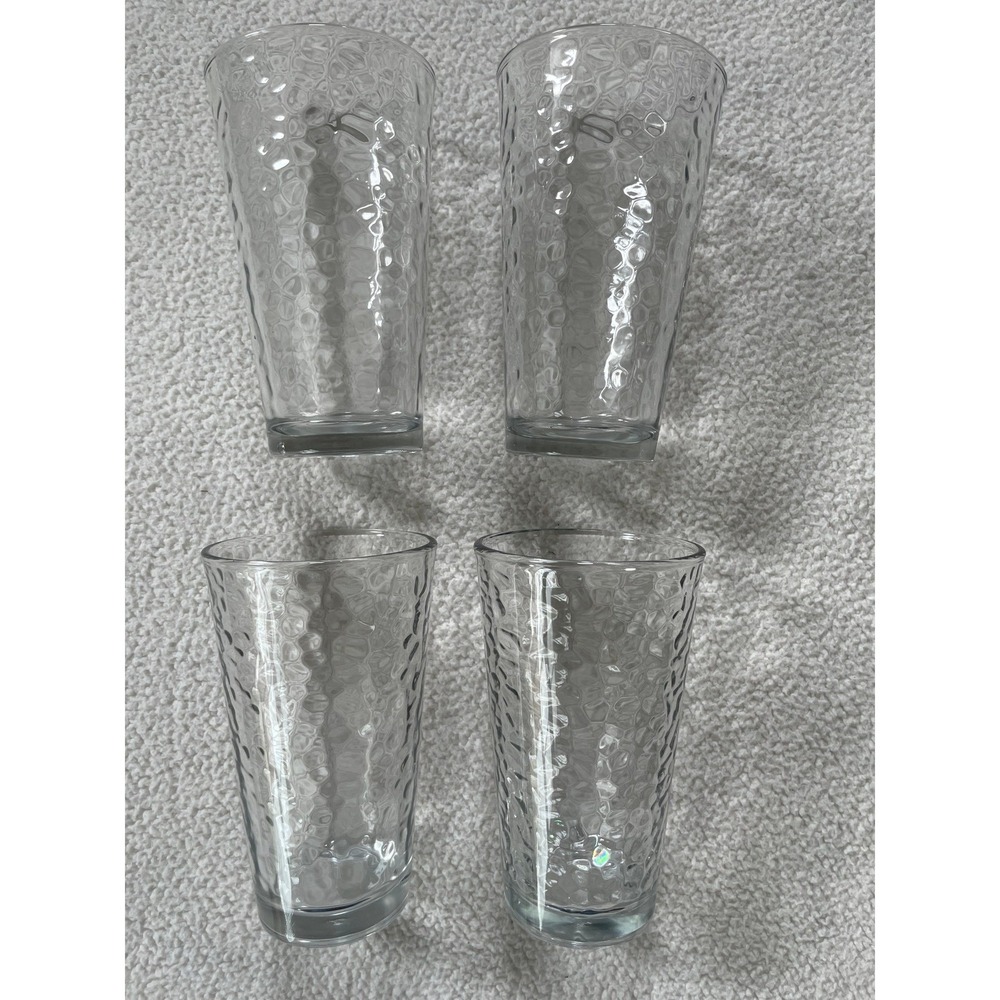 Libbey 16.2oz Marina Cooler Glasses Clear Hammered Textured Set of 4 80478